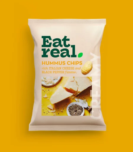 EAT REAL HUMMUS CHIPS ITALIAN CHEESE & BLACK PEPPER 45G (18 kom)